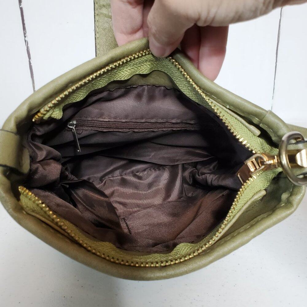 Vintage Boho Olive Green Turquoise Medallion Woven Festival Crossbody Bag - Picture 7 of 11